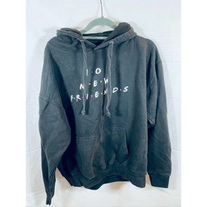 No‎ New Friends Sweater Adult Medium Black Pullover Hoodie Sweatshirt Mens.